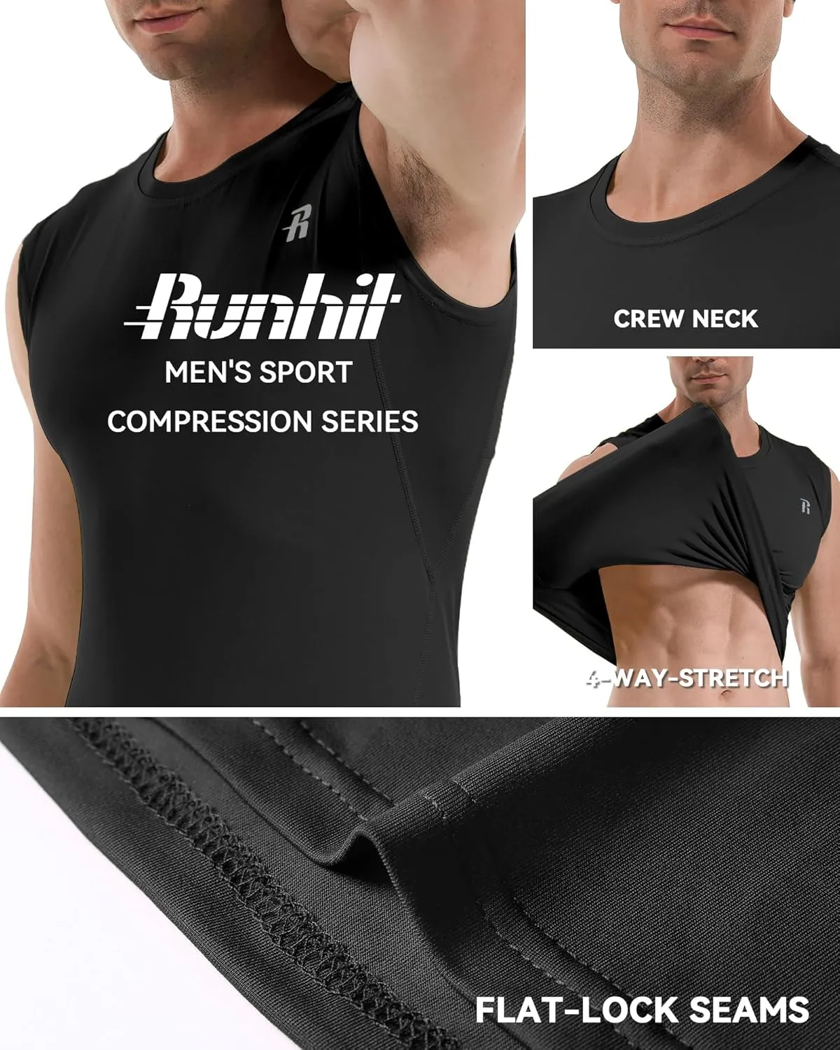 Runhit Sleeveless Compression Shirt Men Tank Top Athletic Muscle Shirts for Men