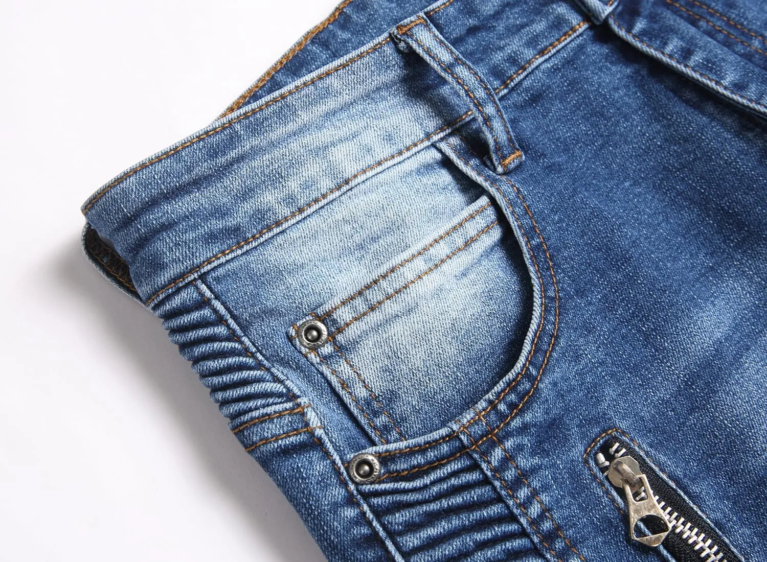 RXXKKK Men's Classic Zipper Biker Regular Fit Flex Jean