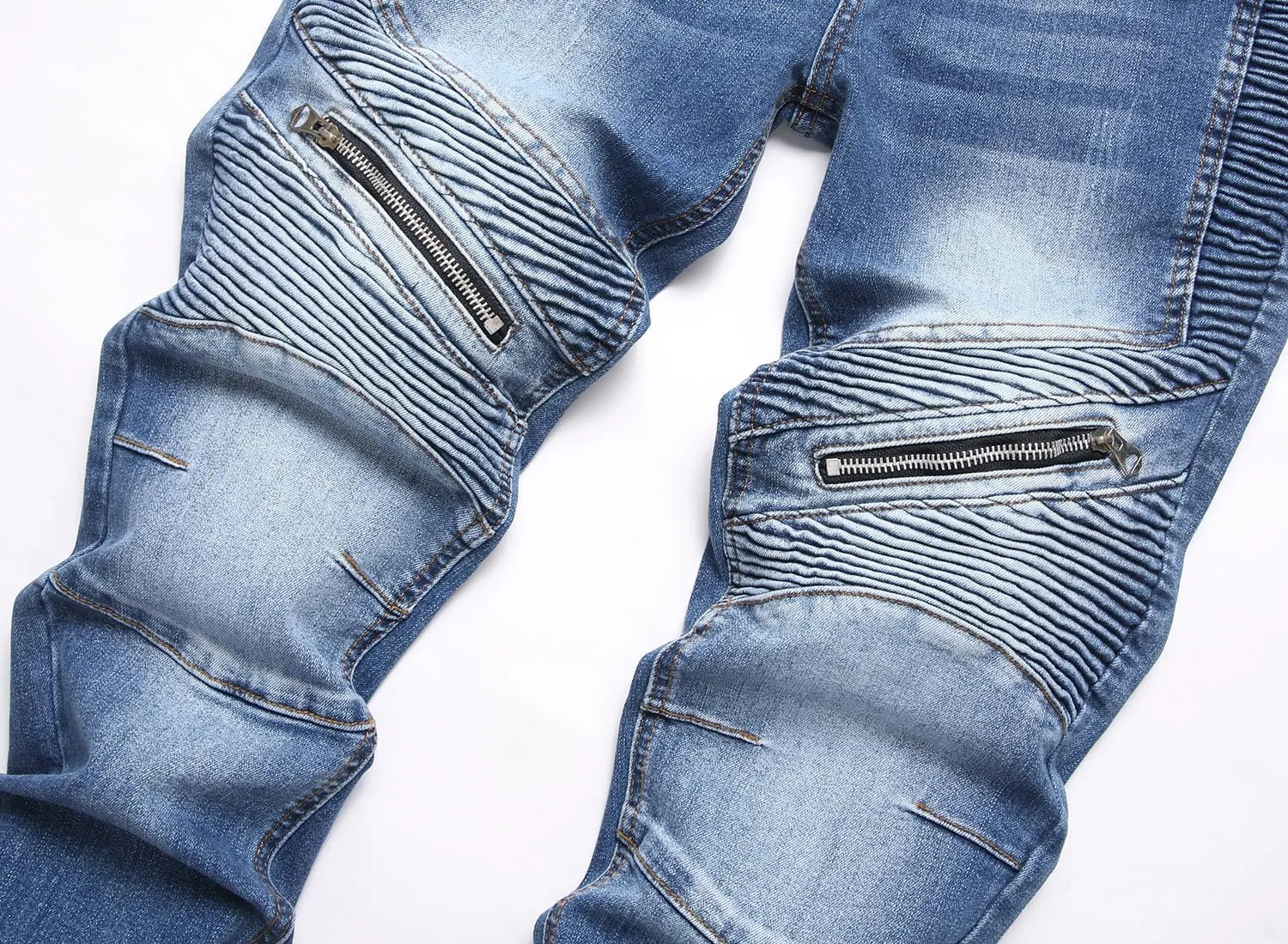RXXKKK Men's Classic Zipper Biker Regular Fit Flex Jean