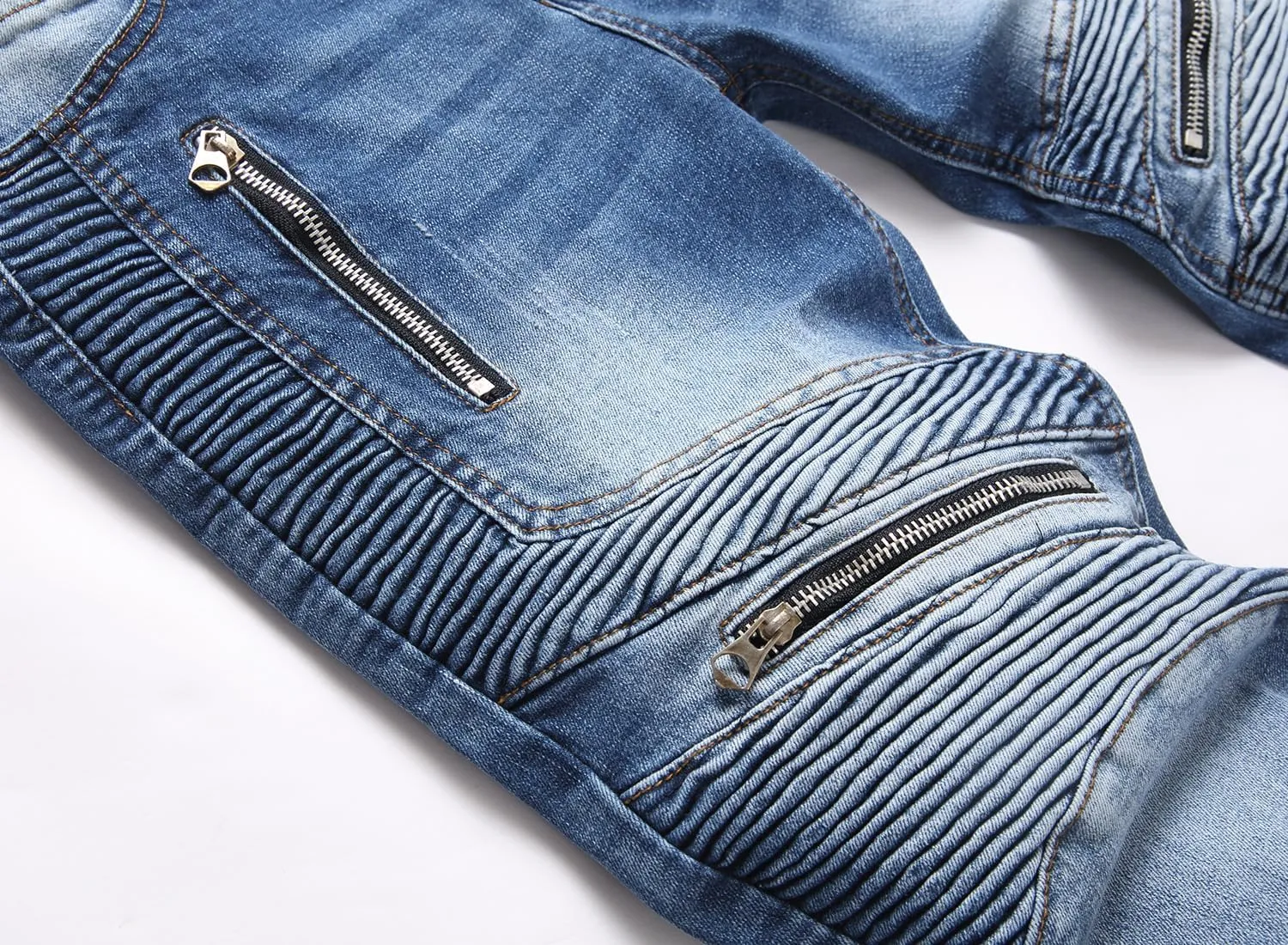 RXXKKK Men's Classic Zipper Biker Regular Fit Flex Jean