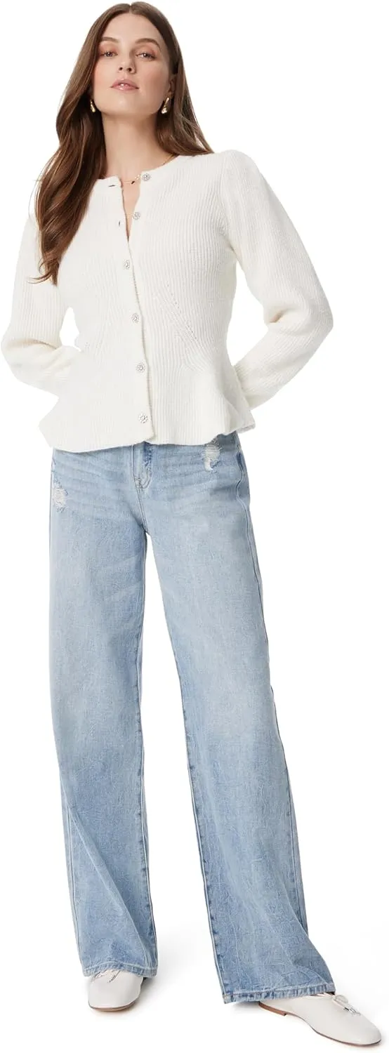 Sam Edelman Women's Keegan Flare Hem Button Front Cardigan Sweater Standard