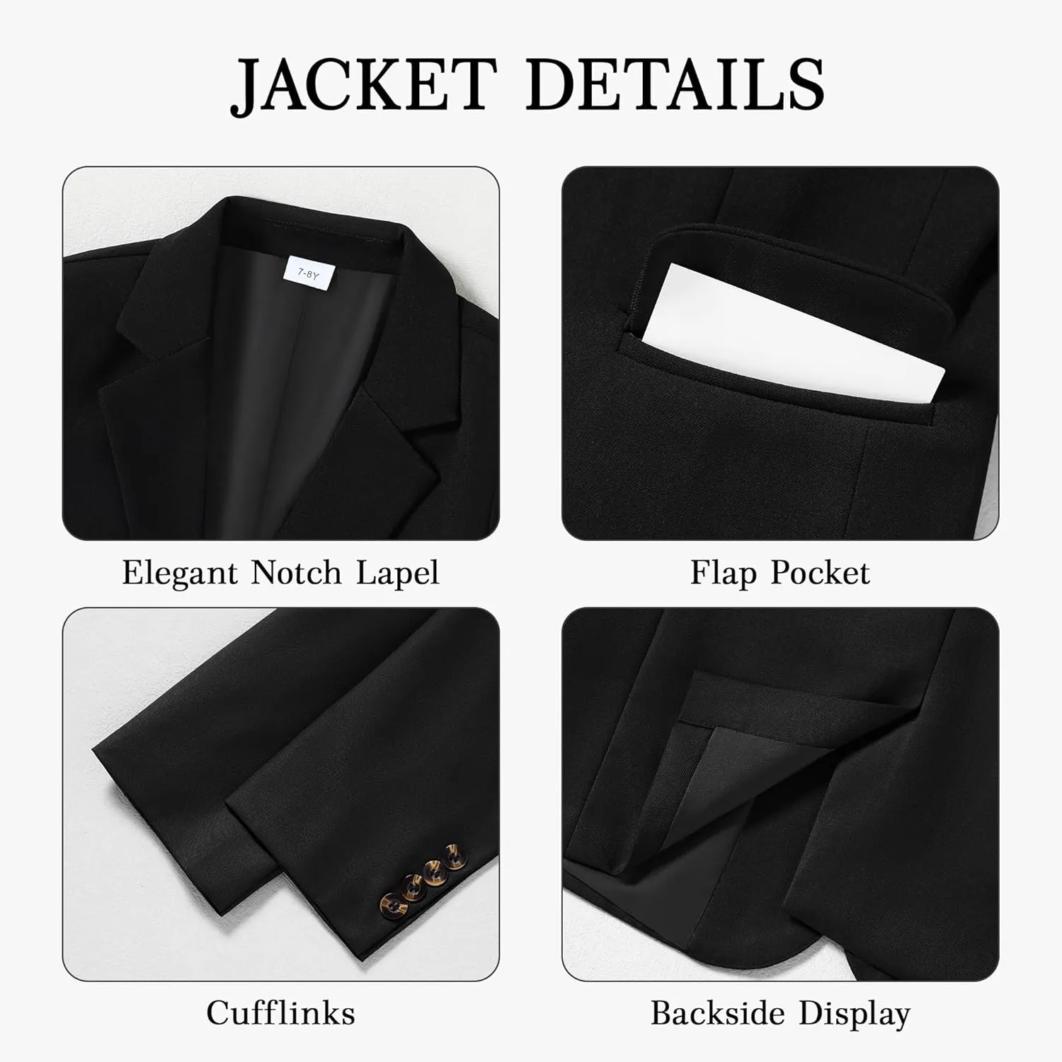 SANMIO Boys Suit 4 Piece Slim Fit Boys Suits Jacket Vest Pants Tie for Kids Suits Sets Boy Formal Tuxedo Set