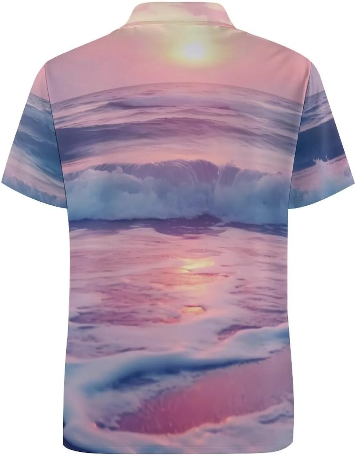 Sea Beach Wave Sun Cloud Landscape Mens Short Sleeve Polo Shirts Straight Sports Golf Tennis T-Shirt Quick Dry Long Top