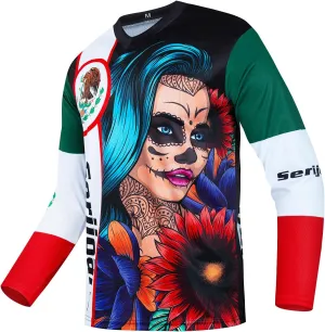 Serijoars Racing Men's Long Sleeve Off-Road Cycling Jersey Mountain Bike MTB Jersey Downhill&Motocross Shirts
