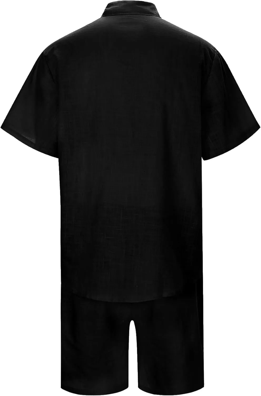 SHEKINI Men's Cotton 2 Piece Pajama Set Short Sleeve Button Down Shirt & Lightweight Shorts for Summer Beach Casual Outfits