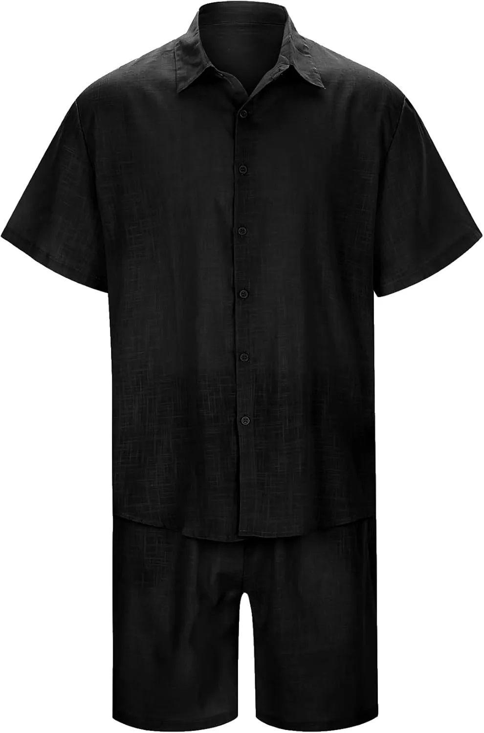 SHEKINI Men's Cotton 2 Piece Pajama Set Short Sleeve Button Down Shirt & Lightweight Shorts for Summer Beach Casual Outfits