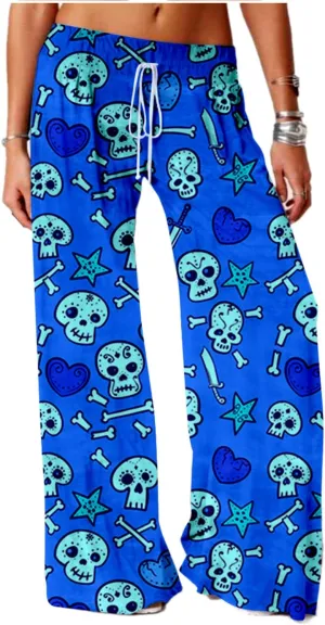 SIAOMA Women's Skull Printing Pants Plus Size Active Yoga Pants Loose Trousers