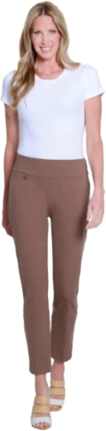 SLIM-SATION Women's Solid Knit Pull on Easy Fit Ankle Pant with Hem Vent