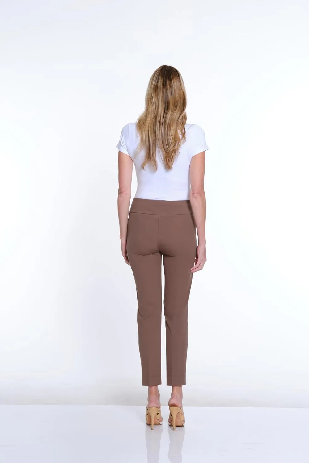 SLIM-SATION Women's Solid Knit Pull on Easy Fit Ankle Pant with Hem Vent