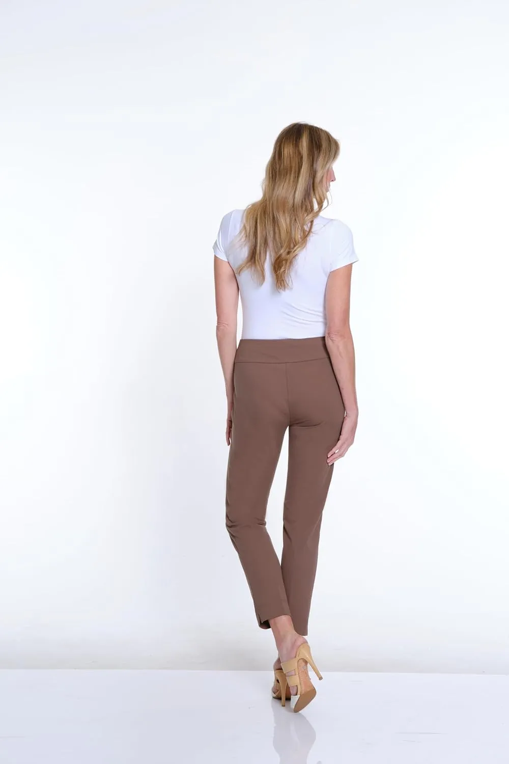SLIM-SATION Women's Solid Knit Pull on Easy Fit Ankle Pant with Hem Vent
