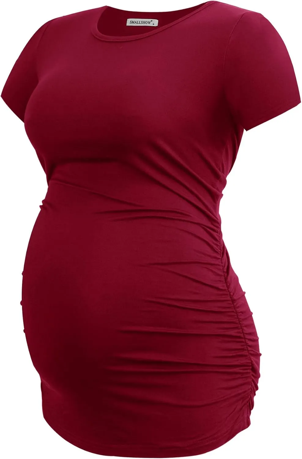Smallshow Women's 4 Pack Maternity Shirts Short Sleeve Pregnancy Tops Clothes