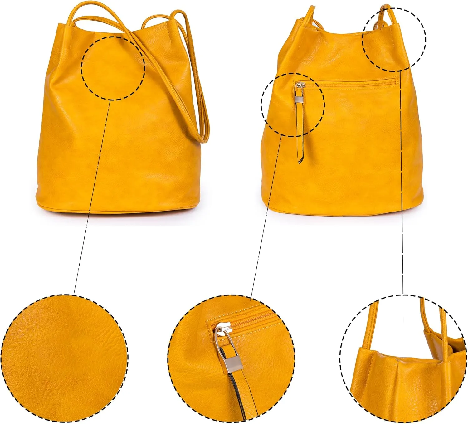 Soft Vegan Leather Hobo Bucket Shoulder Bag for Women  Medium Purse with Magnetic Opening  Delilah