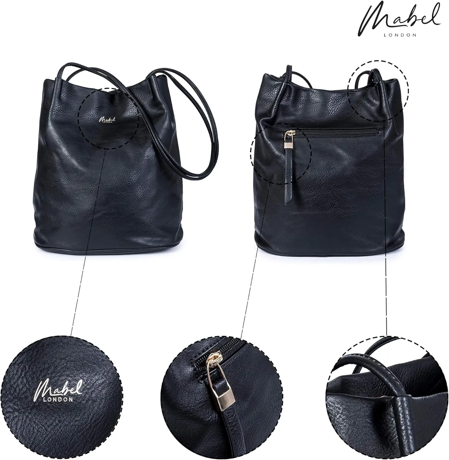Soft Vegan Leather Hobo Bucket Shoulder Bag for Women  Medium Purse with Magnetic Opening  Delilah