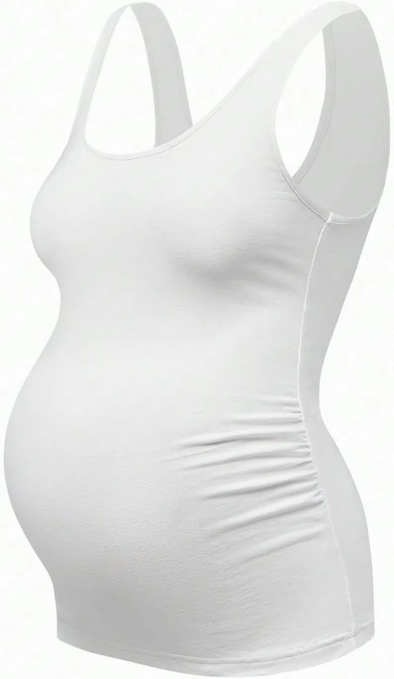SOLY HUX Women's Maternity Scoop Neck Tank Top 3 Packs Sleeveless Basic Tops Pregnancy Athletic Yoga Shirts