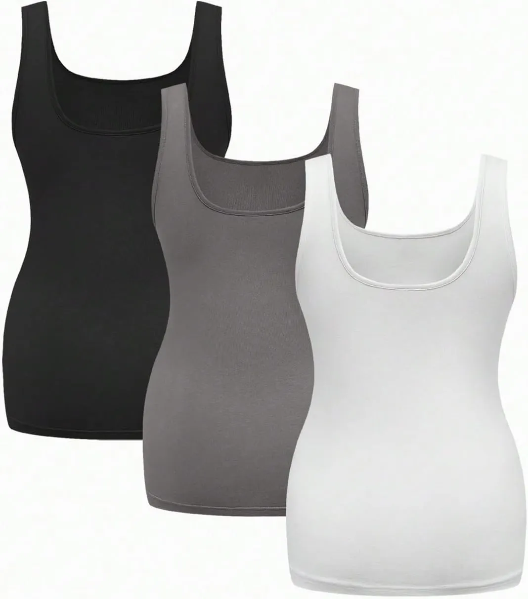 SOLY HUX Women's Maternity Scoop Neck Tank Top 3 Packs Sleeveless Basic Tops Pregnancy Athletic Yoga Shirts