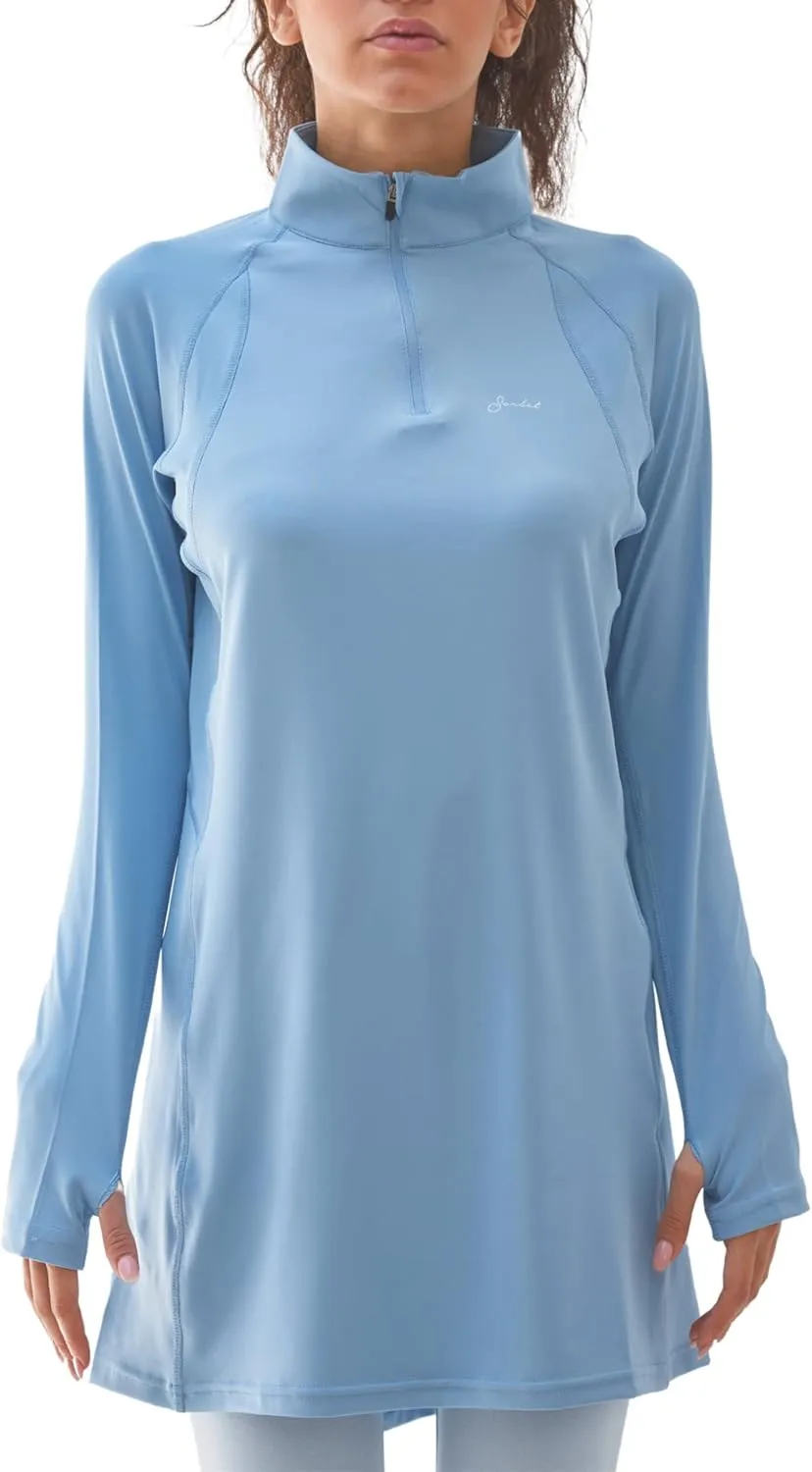 Sorbet Womens Long Sleeve Tops - Lightweight Women's UPF 50  SPF Shirts for Women Long Sleeve-Athletic 1/4 Zip Pullover Women