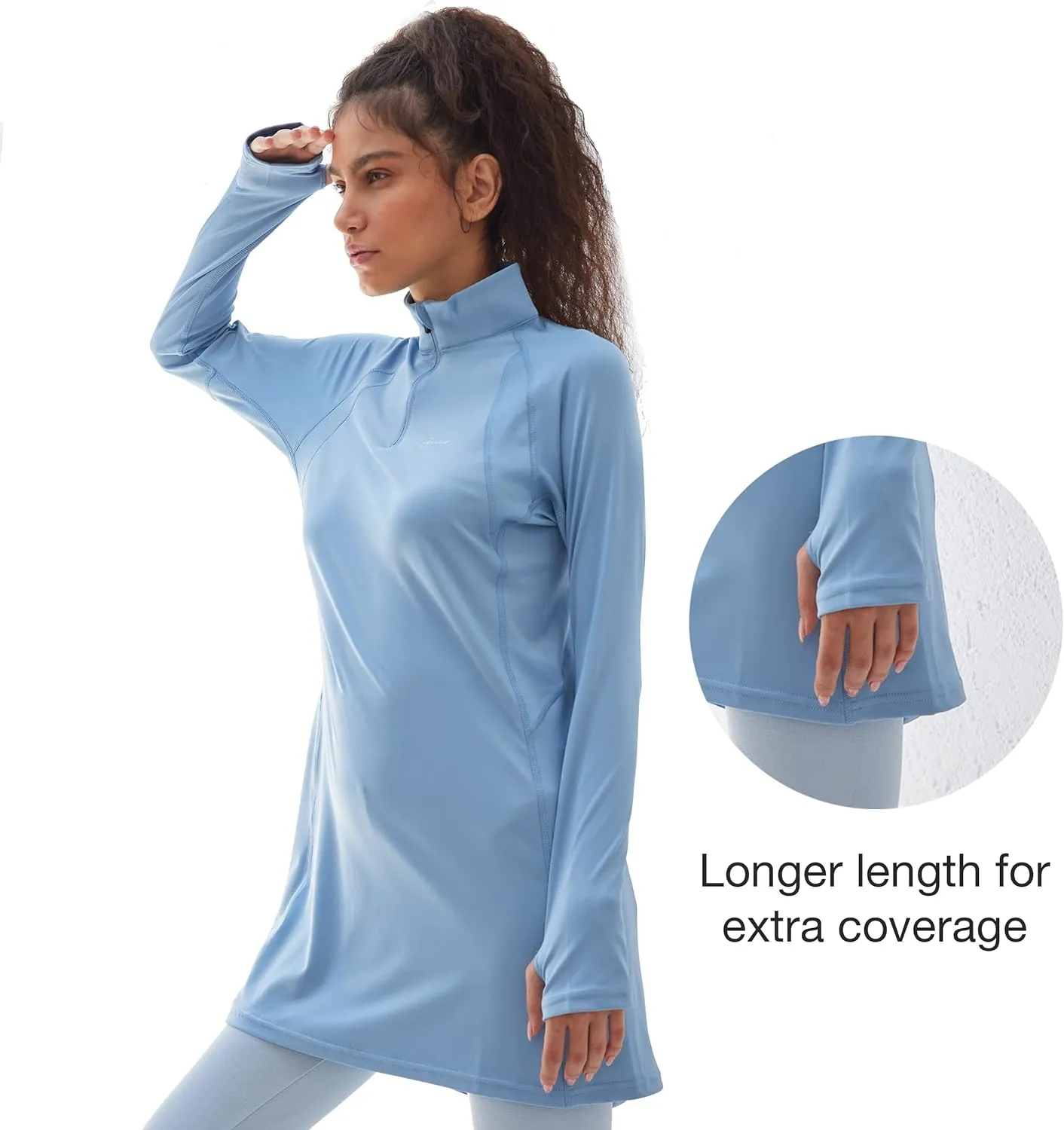 Sorbet Womens Long Sleeve Tops - Lightweight Women's UPF 50  SPF Shirts for Women Long Sleeve-Athletic 1/4 Zip Pullover Women