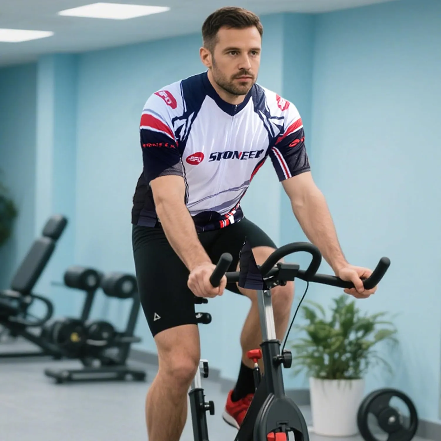 sponeed Men's Cycling Jerseys Tops Biking Shirts Short Sleeve Bike Clothing Full Zipper Bicycle Jacket with Pockets