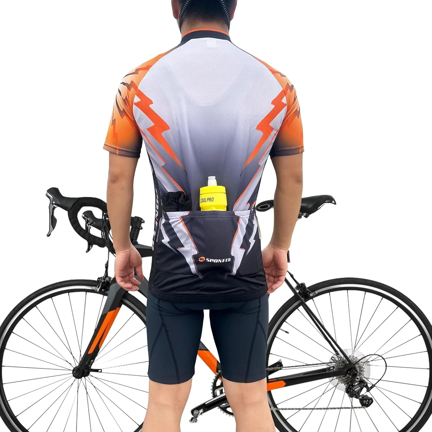 sponeed Men's Cycling Jerseys Tops Biking Shirts Short Sleeve Bike Clothing Full Zipper Bicycle Jacket with Pockets