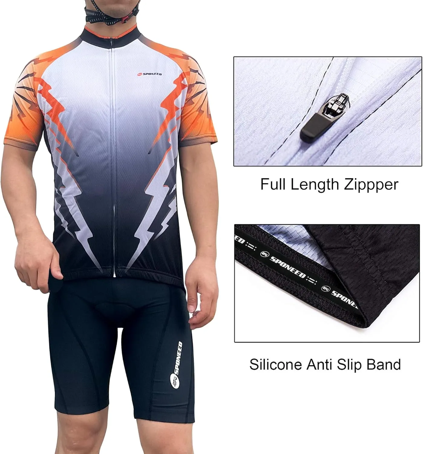 sponeed Men's Cycling Jerseys Tops Biking Shirts Short Sleeve Bike Clothing Full Zipper Bicycle Jacket with Pockets