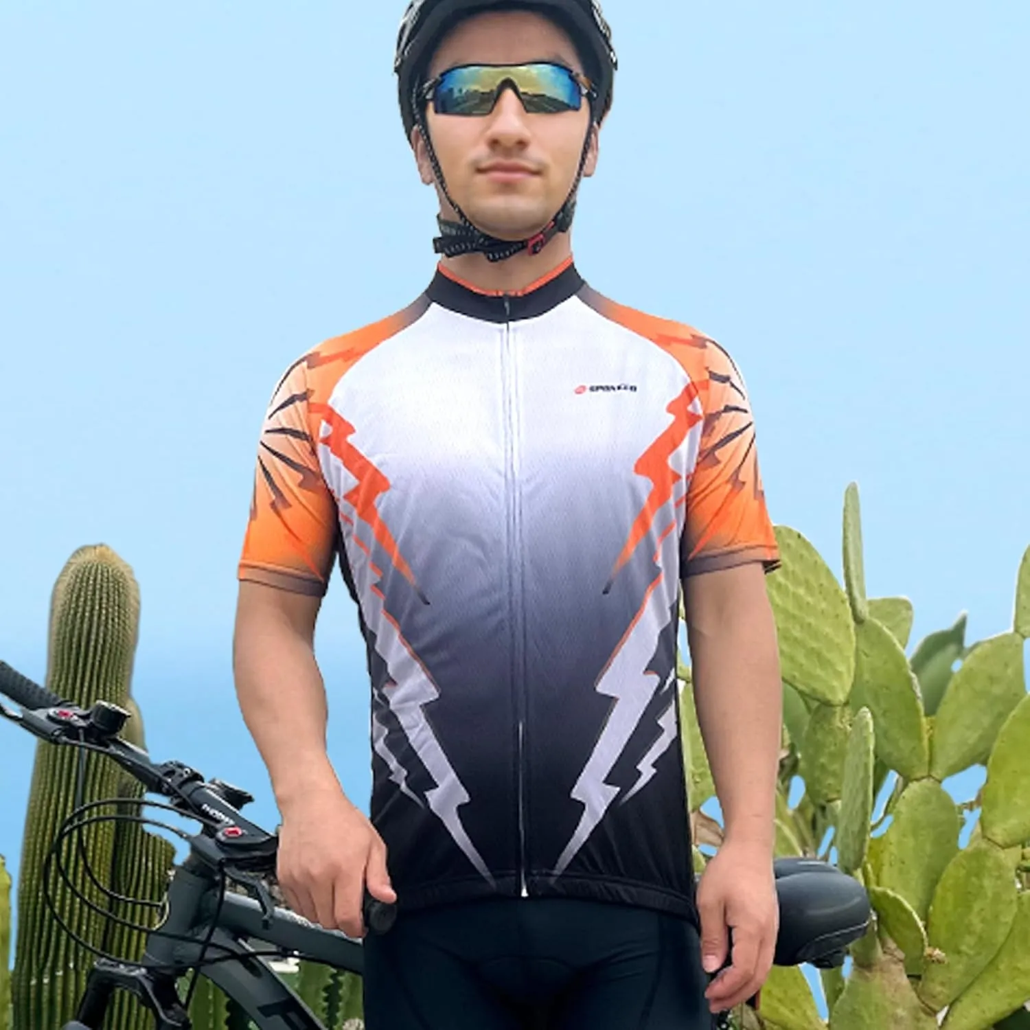 sponeed Men's Cycling Jerseys Tops Biking Shirts Short Sleeve Bike Clothing Full Zipper Bicycle Jacket with Pockets