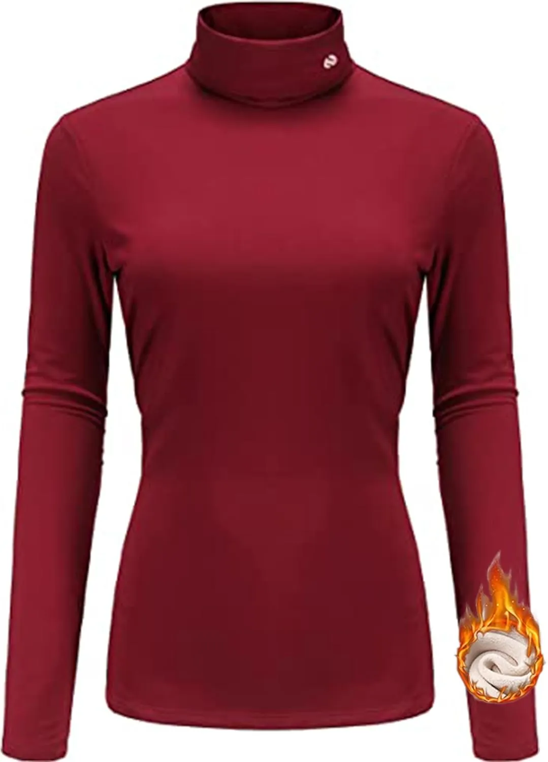 SSLR-Thermal-Shirts for-Women-Turtleneck Long Sleeve Tops Fleece Lined Winter Slim Fitted Mock Neck Base Layer