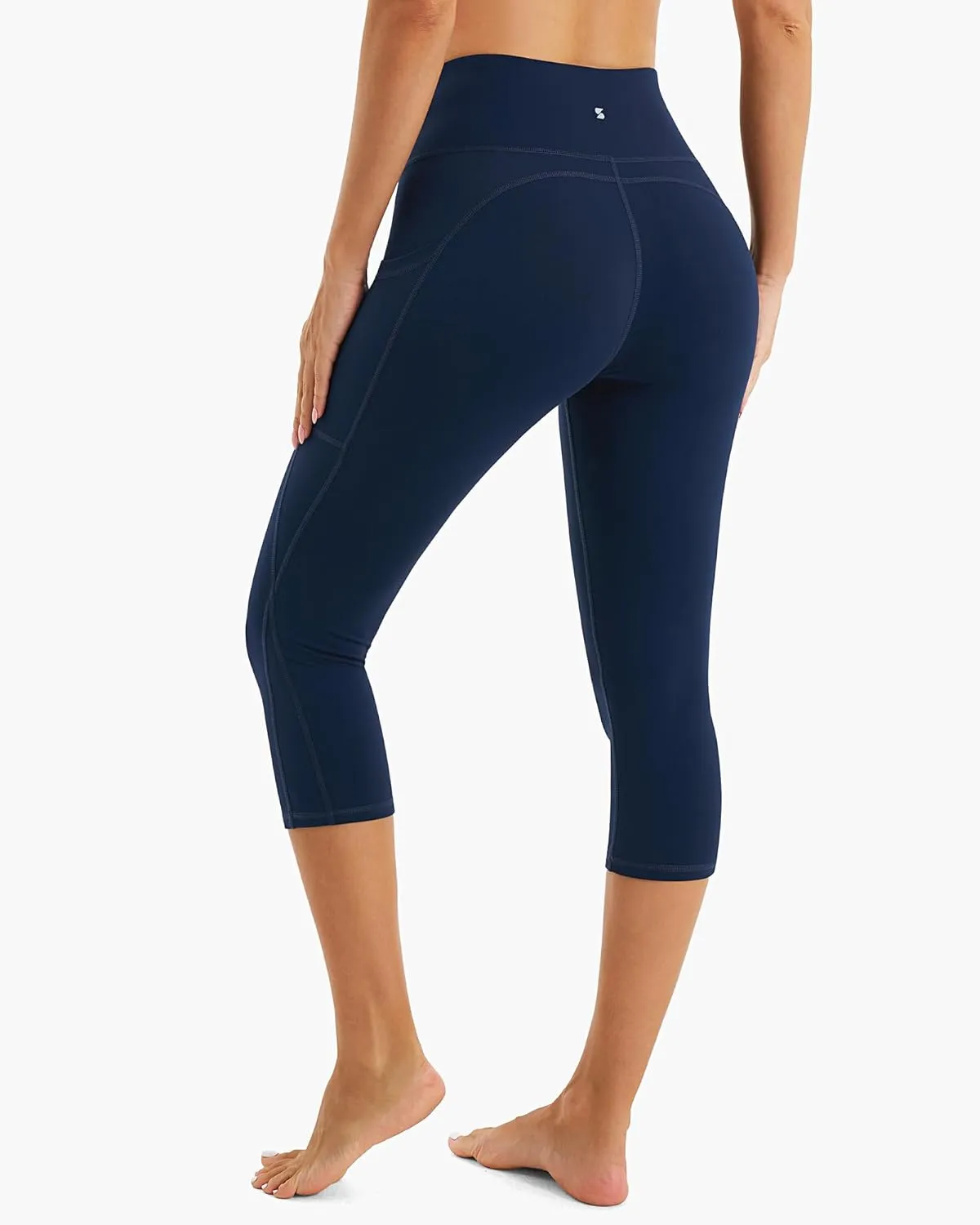 Stelle Women's Yoga Pants with Pockets High Waisted Capri Leggings Tummy Control Workout Cycling Pants