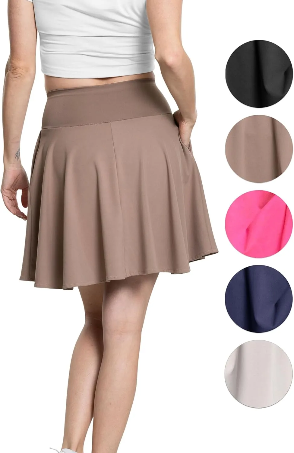 STRETCH IS COMFORT Womens and Plus Ultra Flex High Waist Tennis Skirt with Pockets and Built in Shorts | XS-5XL