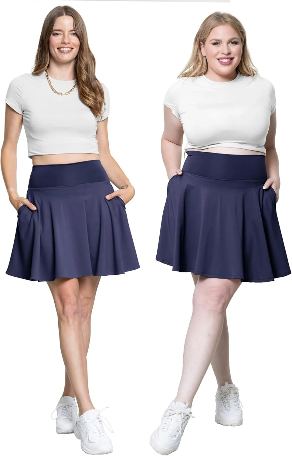 STRETCH IS COMFORT Womens and Plus Ultra Flex High Waist Tennis Skirt with Pockets and Built in Shorts | XS-5XL