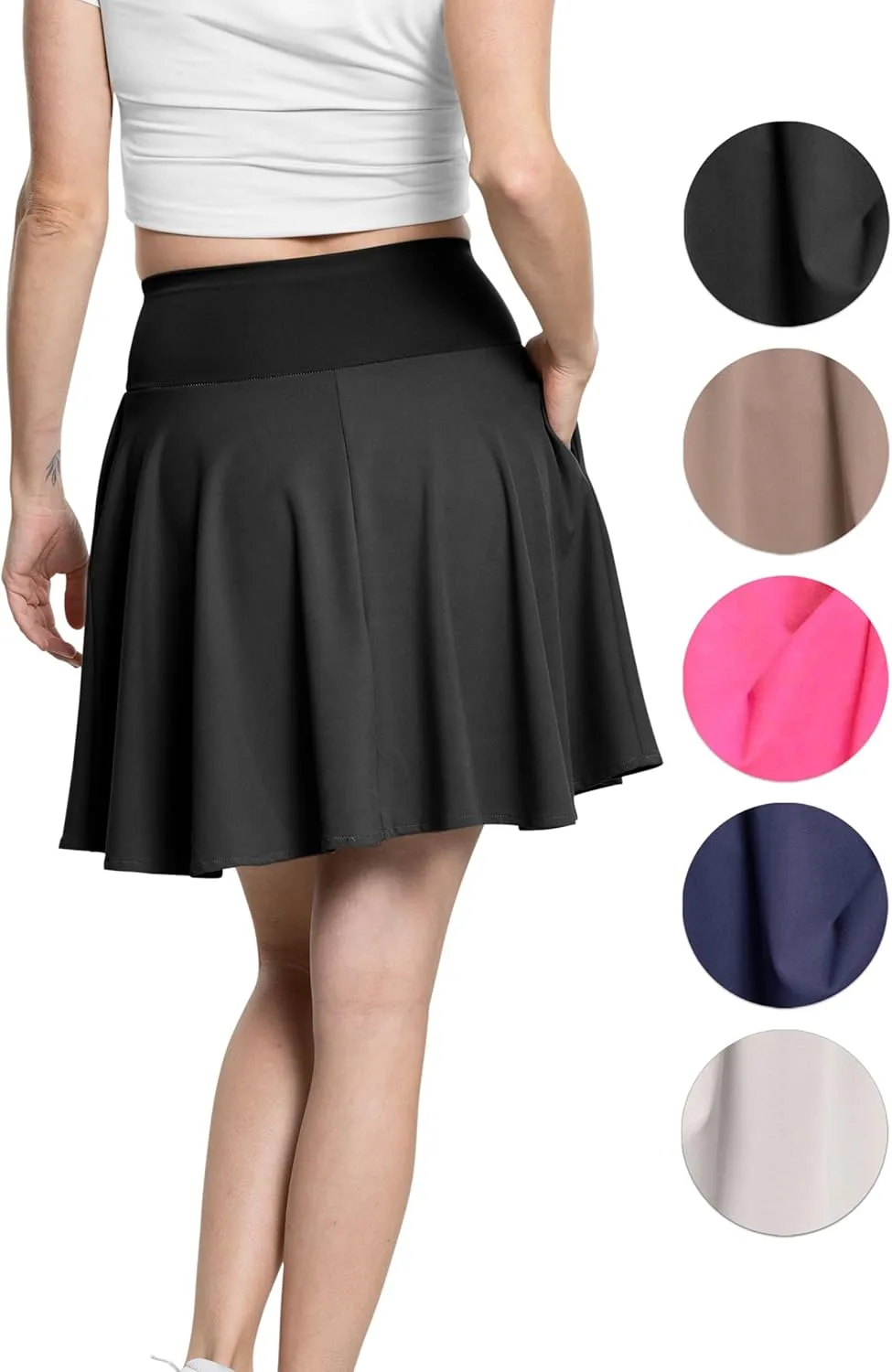 STRETCH IS COMFORT Womens and Plus Ultra Flex High Waist Tennis Skirt with Pockets and Built in Shorts | XS-5XL