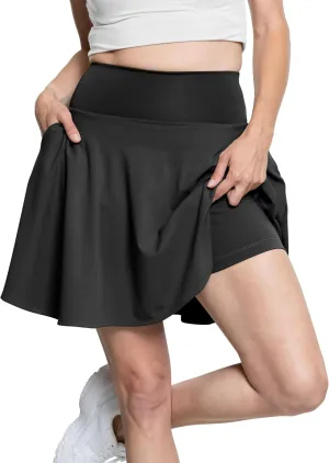 STRETCH IS COMFORT Womens and Plus Ultra Flex High Waist Tennis Skirt with Pockets and Built in Shorts | XS-5XL