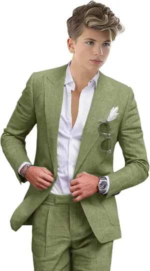 Summer Linen Boys' Suits Prom Dress Suits for Teen Boys Slim Fit Blazer Fashion Toddler Tuxedo Party (Blazer Pants)