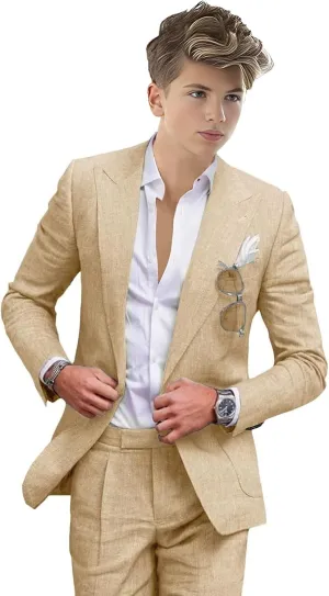 Summer Linen Boys' Suits Prom Dress Suits for Teen Boys Slim Fit Blazer Fashion Toddler Tuxedo Party (Blazer Pants)