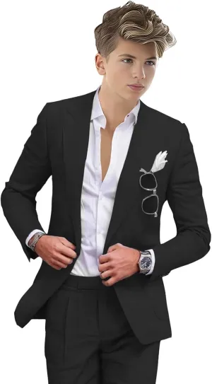 Summer Linen Boys' Suits Prom Dress Suits for Teen Boys Slim Fit Blazer Fashion Toddler Tuxedo Party (Blazer Pants)