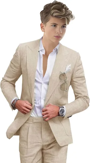 Summer Linen Boys' Suits Prom Dress Suits for Teen Boys Slim Fit Blazer Fashion Toddler Tuxedo Party (Blazer Pants)