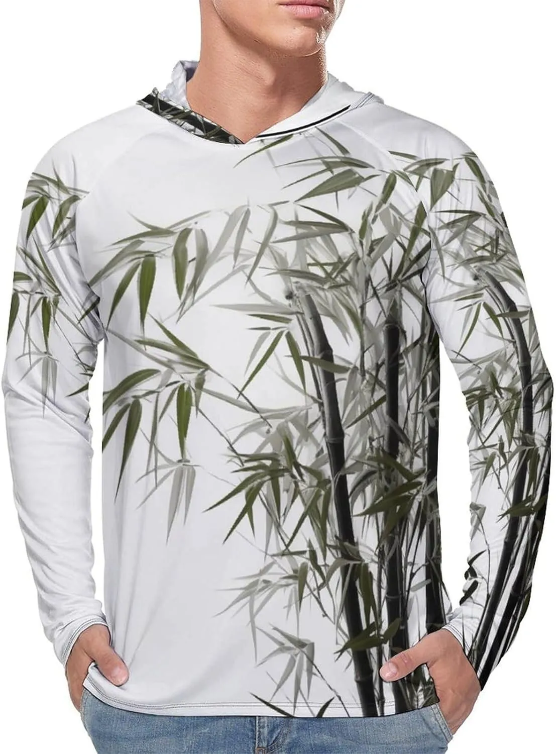 Sun Protection Shirt Long Sleeve Hoodie Asian Plant Lightweight Rash Guard Quick Dry Sun Shirt for Outdoor