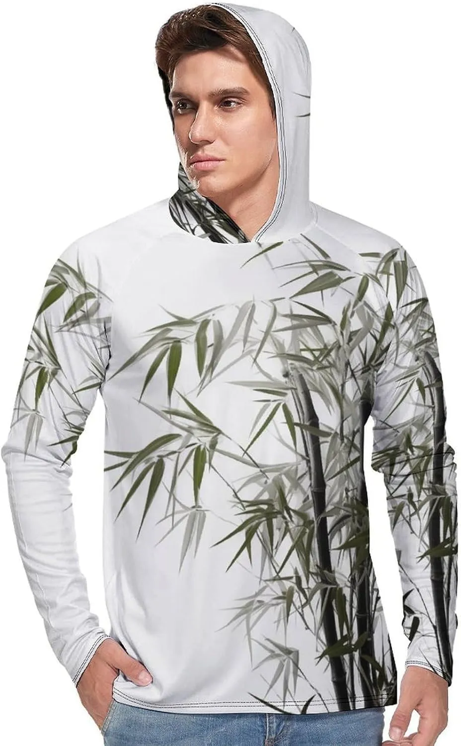 Sun Protection Shirt Long Sleeve Hoodie Asian Plant Lightweight Rash Guard Quick Dry Sun Shirt for Outdoor
