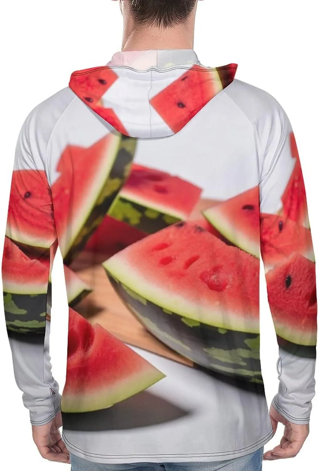 Sun Protection Shirt Long Sleeve Hoodie Slices of Watermelon Lightweight Rash Guard Quick Dry Sun Shirt for Outdoor