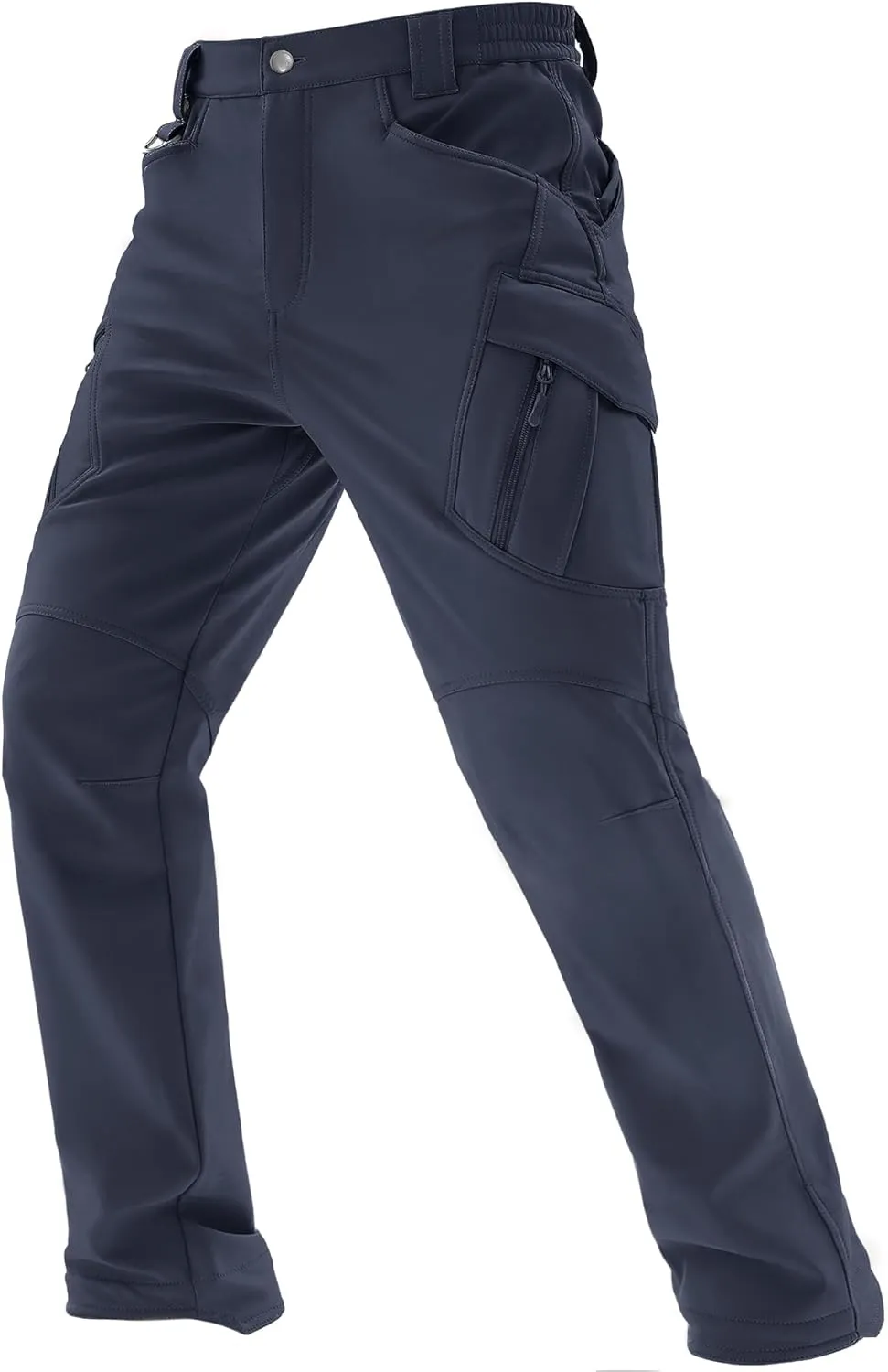 TACVASEN Men's Winter Pants 9 Pockets Fleece Snow Hiking Pants Water-Resistant Warm Softshell Thick Tactical Pants