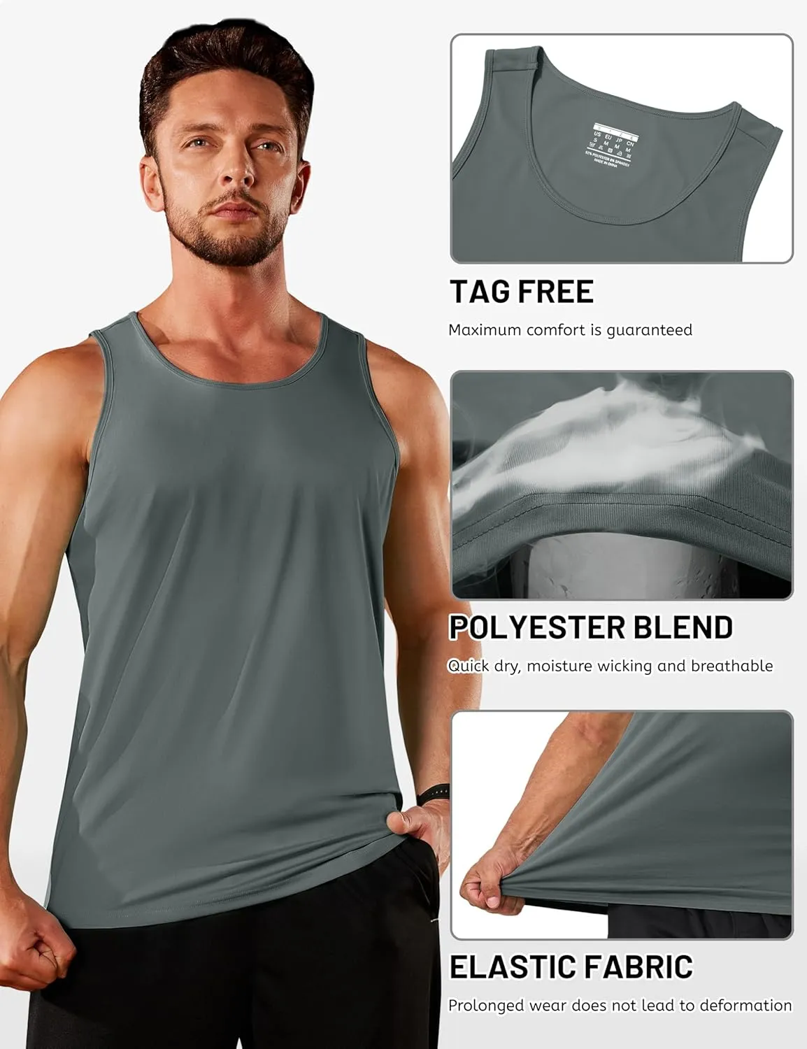 TACVASEN Men's Workout Tank Tops Sleeveless UPF 50  Summer Sun Shirts Quick Dry for Running Swim Gym Beach