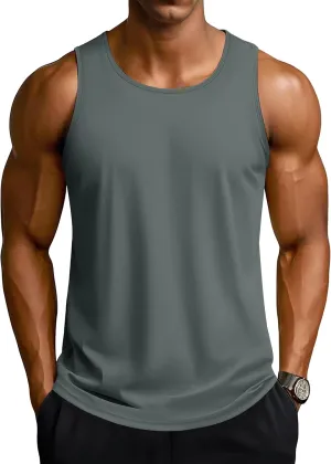 TACVASEN Men's Workout Tank Tops Sleeveless UPF 50  Summer Sun Shirts Quick Dry for Running Swim Gym Beach