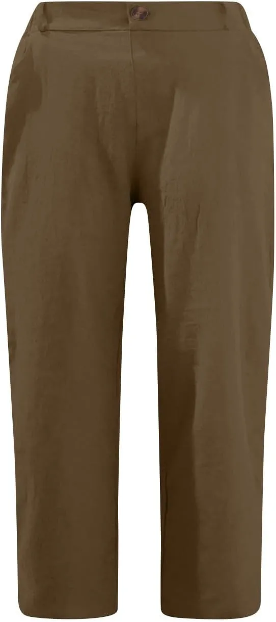 TANGNADE Women's Capris and Cropped Pants Summer Plus Size Knee Length Capri Comfy Elastic Waist Beach Trouser