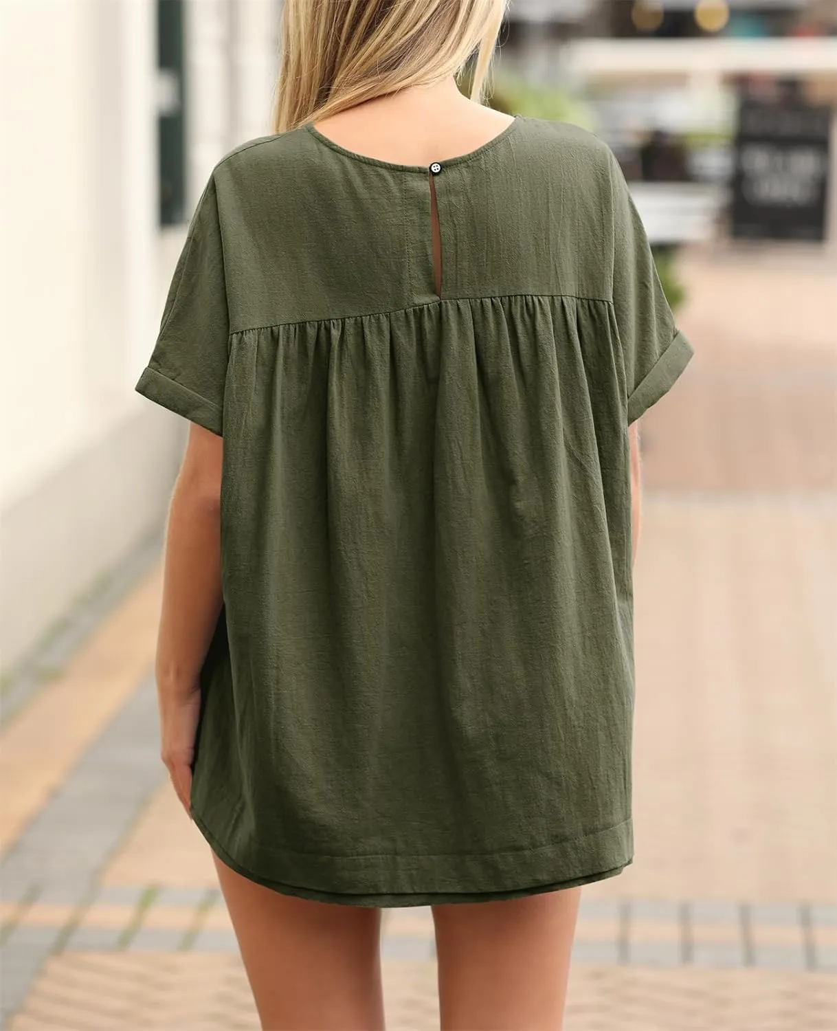 Tankaneo Womens Summer Babydoll Tops Casual Loose Fit Peplum Oversized Tunic Shirts