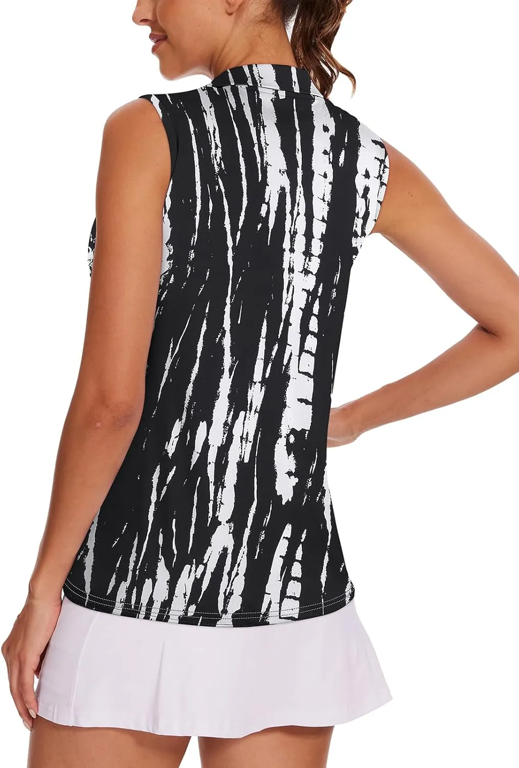 Tanst Sky Women's Sleeveless Golf Shirt Quick Dry Zip Up Workout Tennis Tops with Pockets