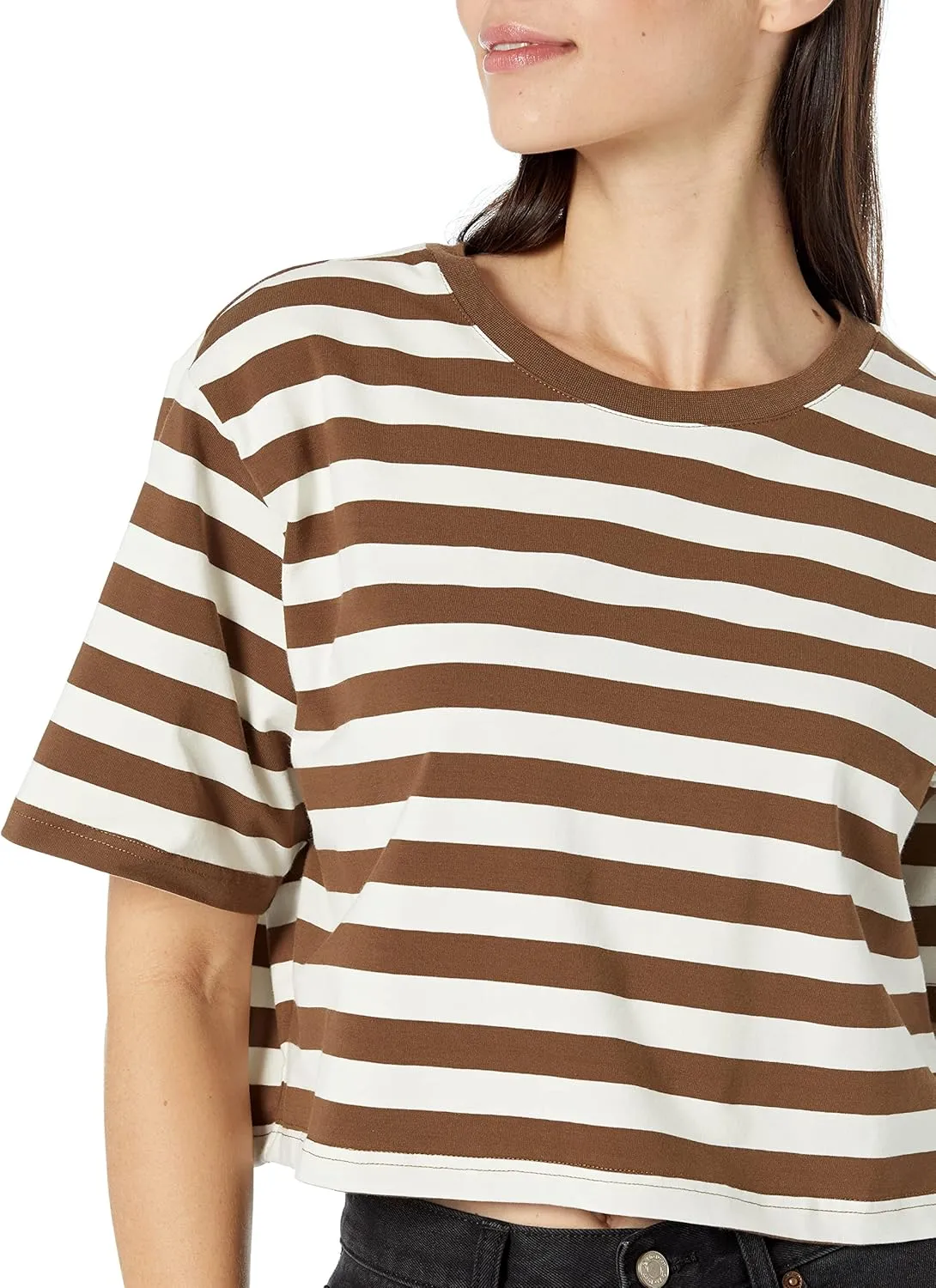 The Drop Women's Sydney Short-Sleeve Cropped Crew Neck T-Shirt