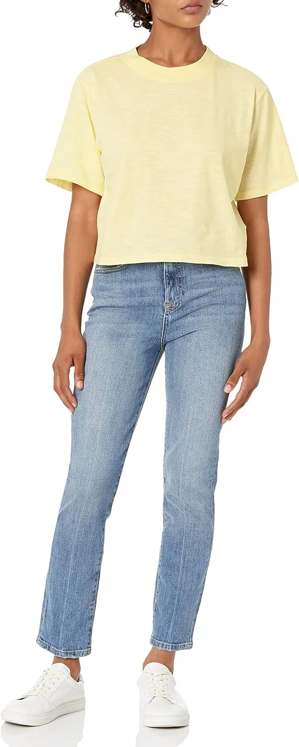 The Drop Women's Sydney Short-Sleeve Cropped Crew Neck T-Shirt