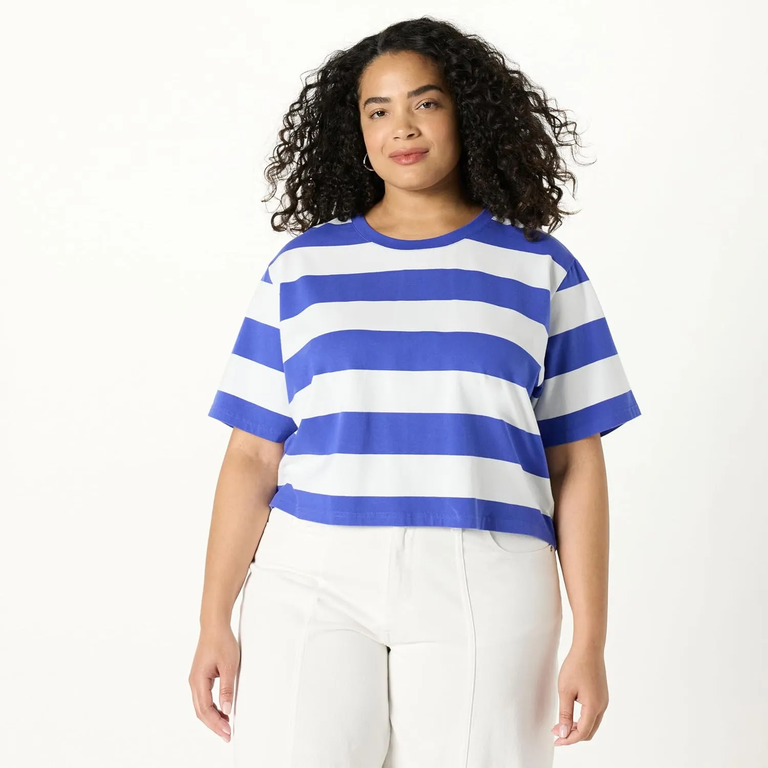 The Drop Women's Sydney Short-Sleeve Cropped Crew Neck T-Shirt