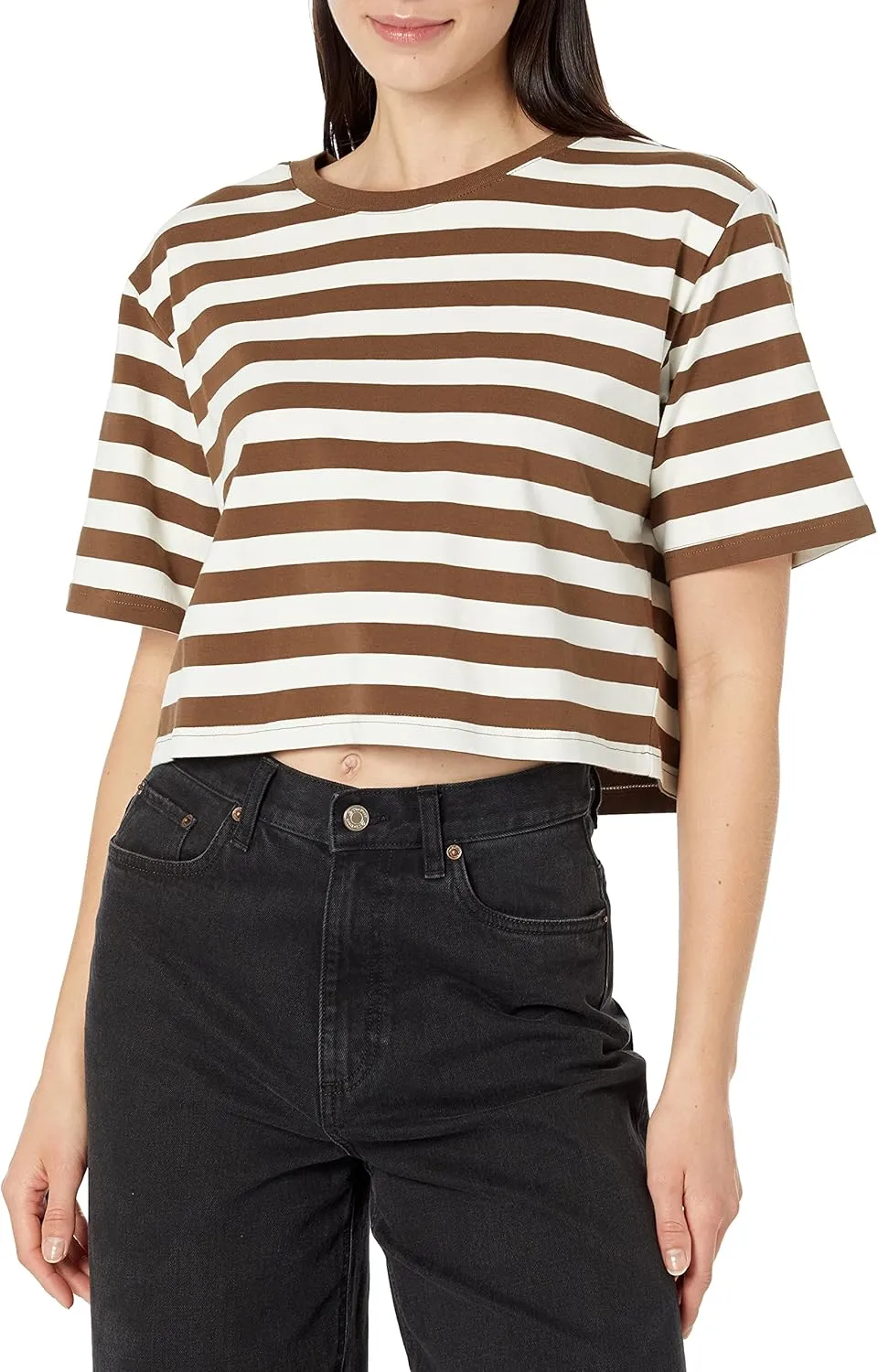 The Drop Women's Sydney Short-Sleeve Cropped Crew Neck T-Shirt