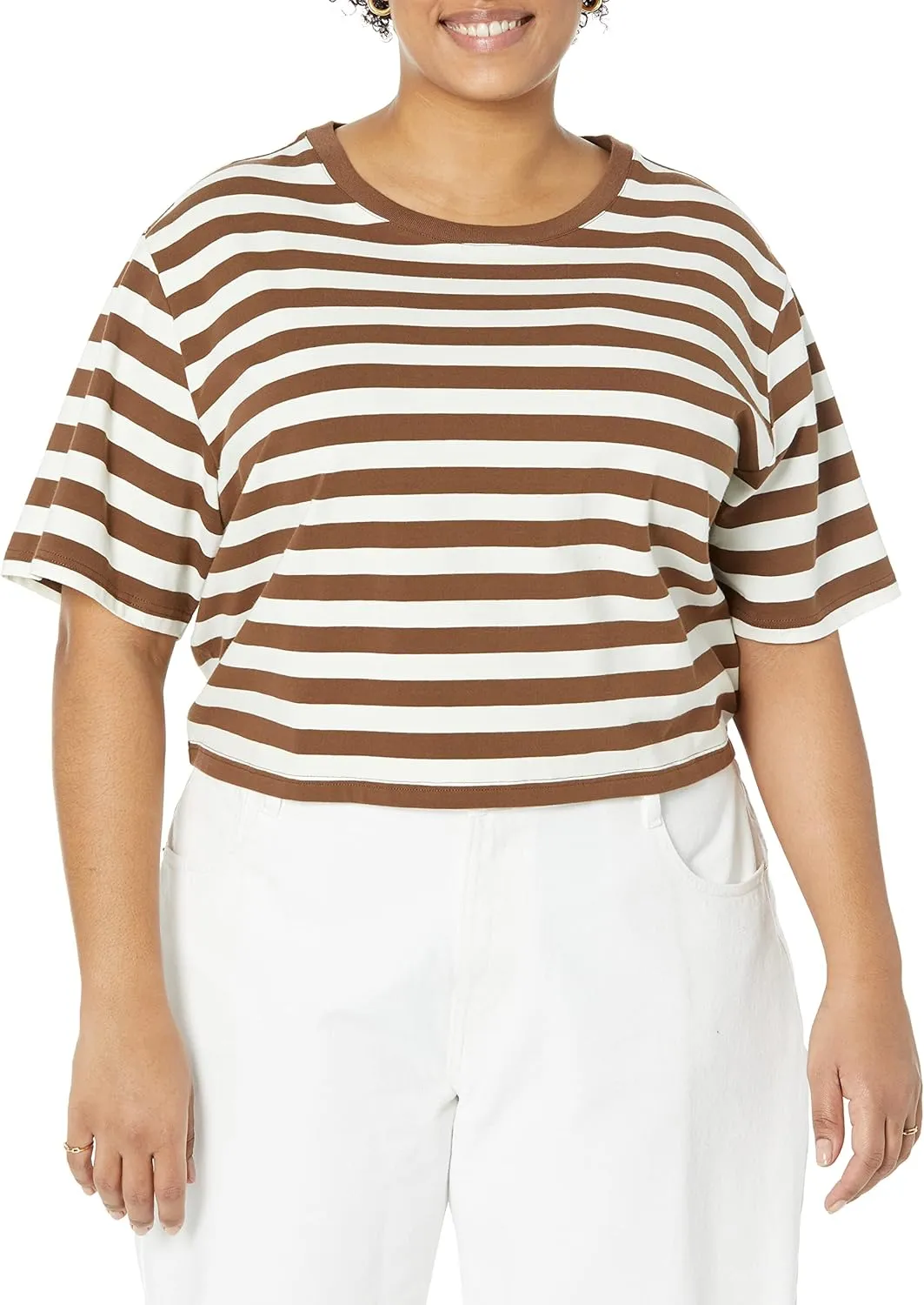 The Drop Women's Sydney Short-Sleeve Cropped Crew Neck T-Shirt