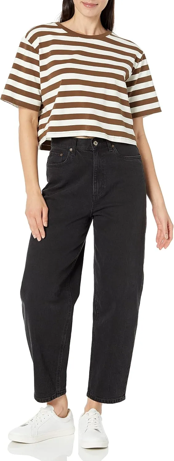 The Drop Women's Sydney Short-Sleeve Cropped Crew Neck T-Shirt